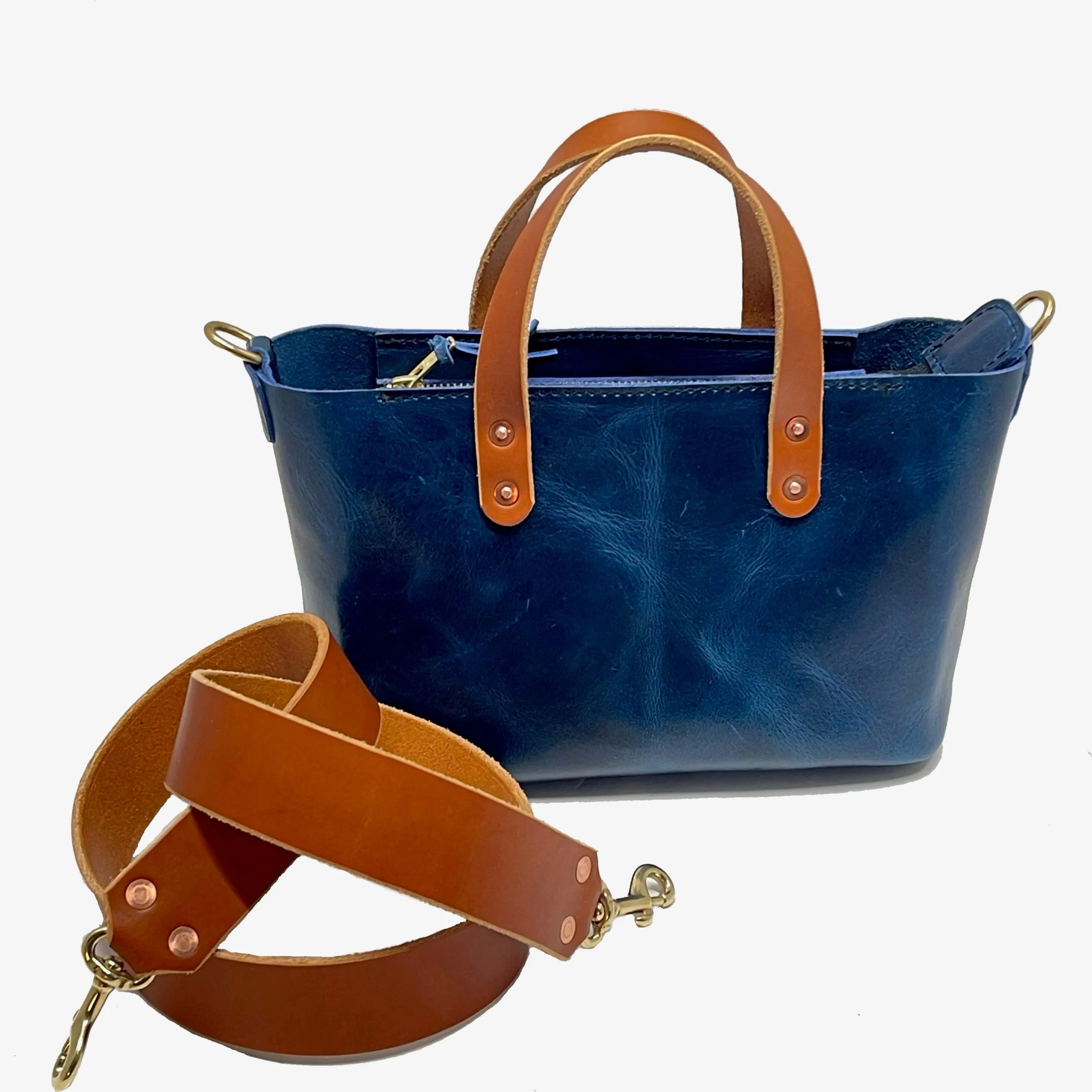Bella Leather Crossbody Bag in Blue