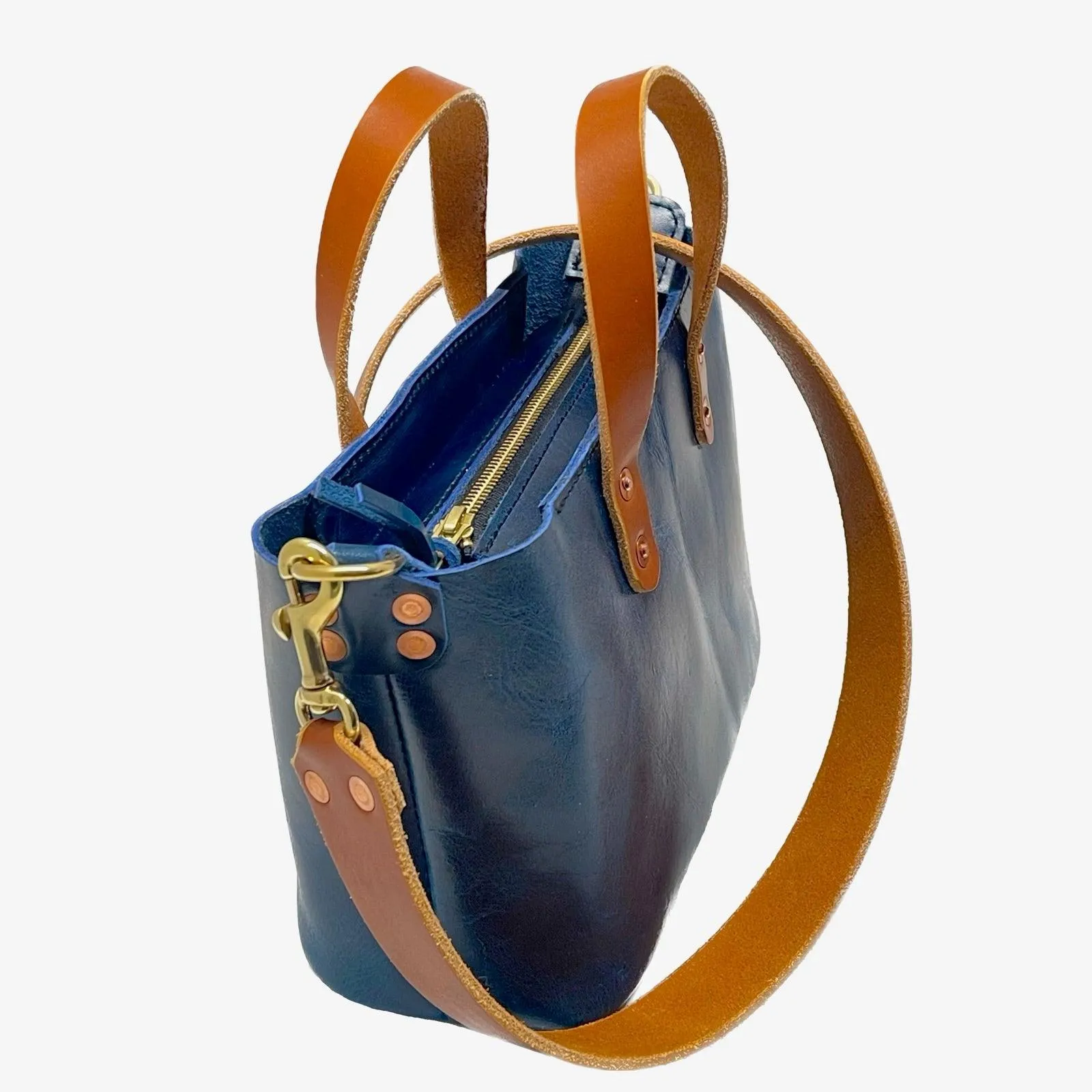 Bella Leather Crossbody Bag in Blue