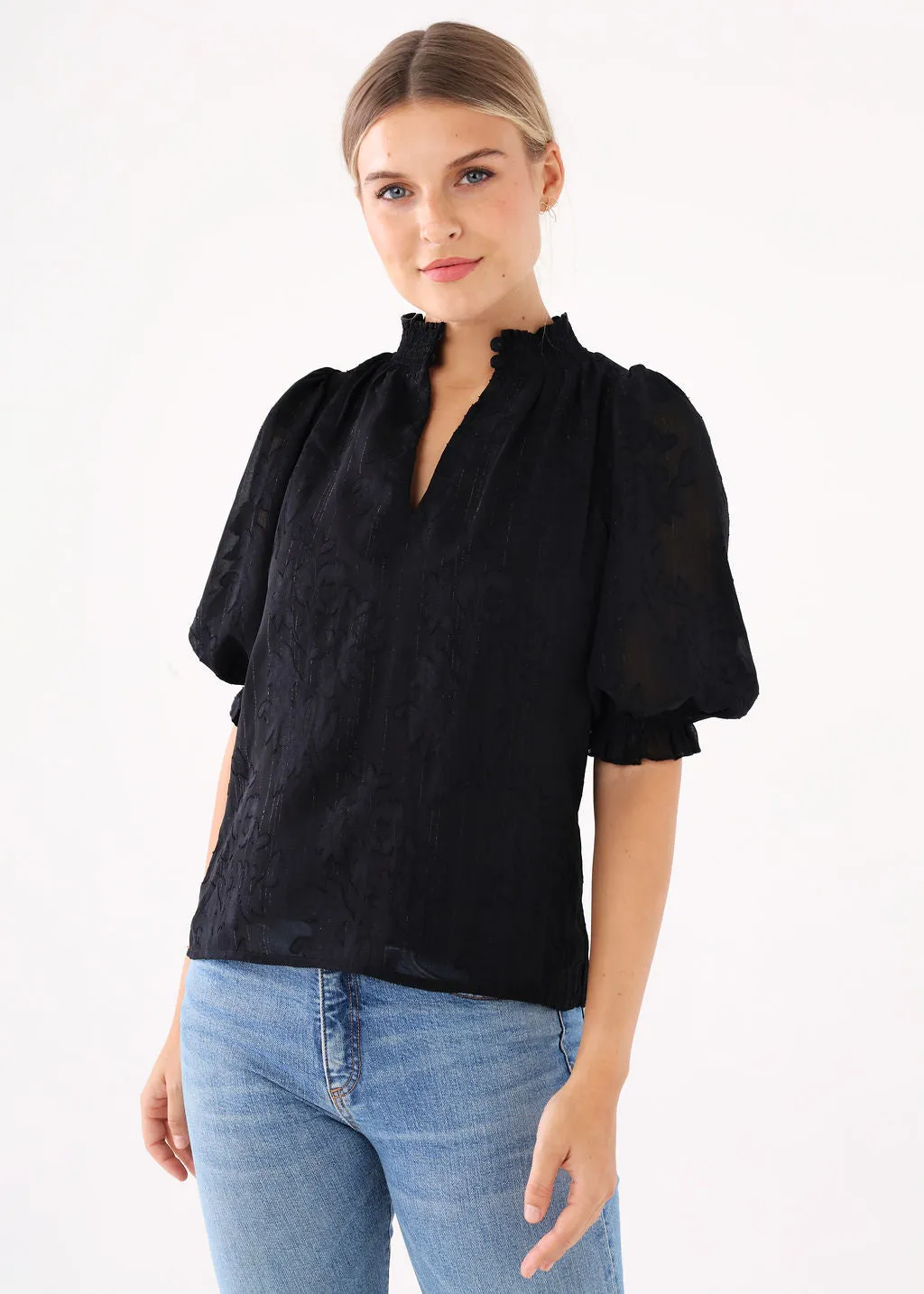 Bennett Top Black Burnout Chiffon