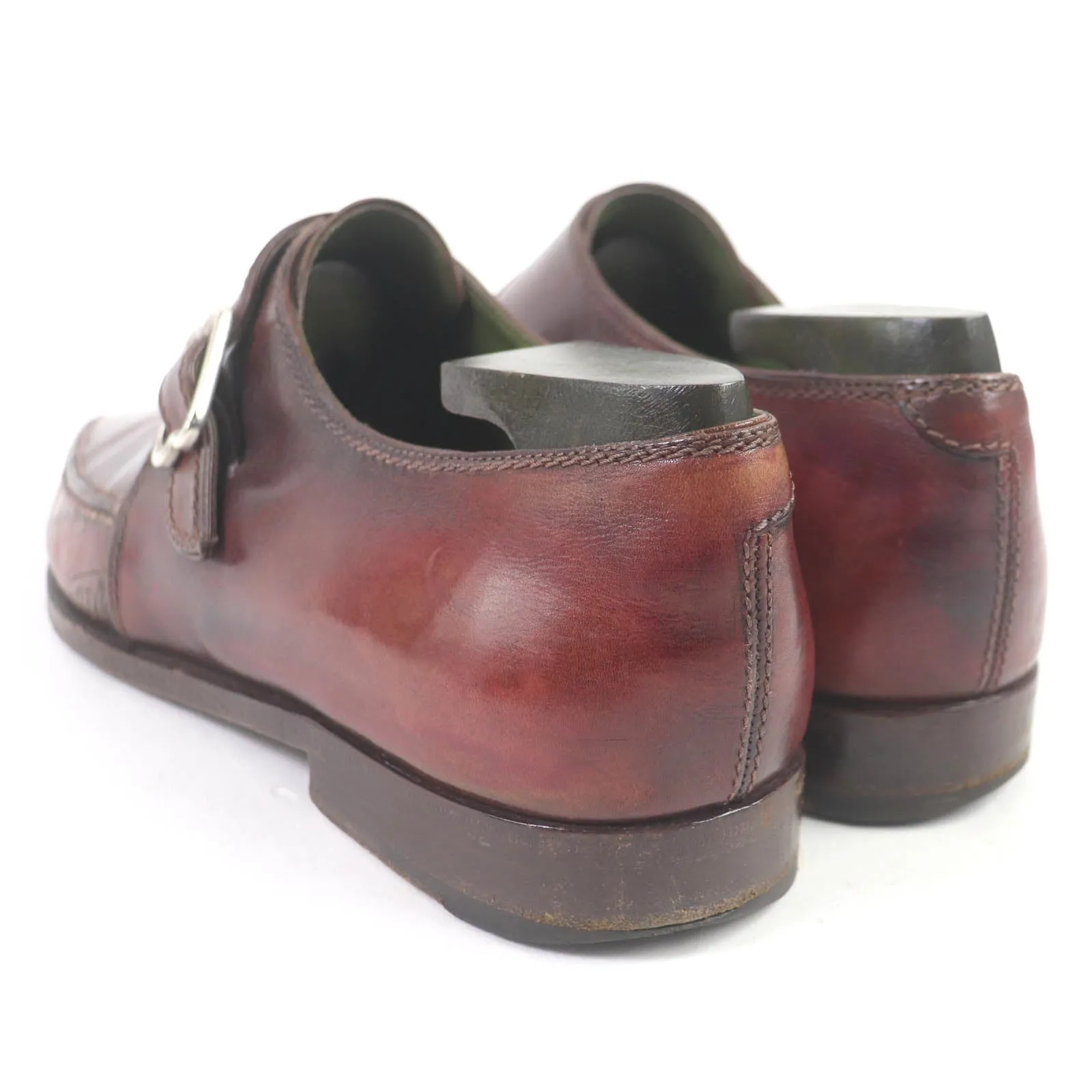 Berluti Leather Single Monk Strap Shoes Bordeaux