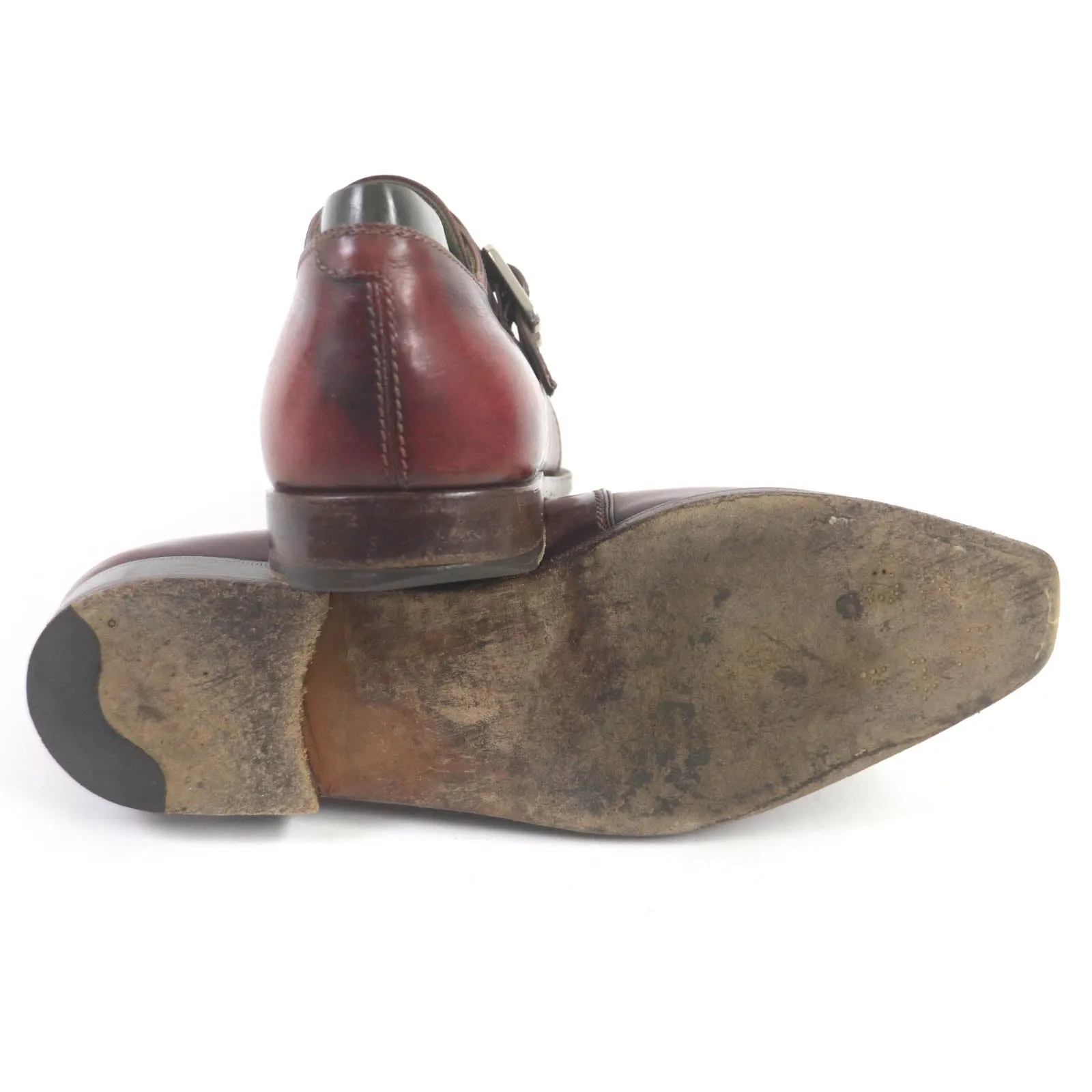 Berluti Leather Single Monk Strap Shoes Bordeaux
