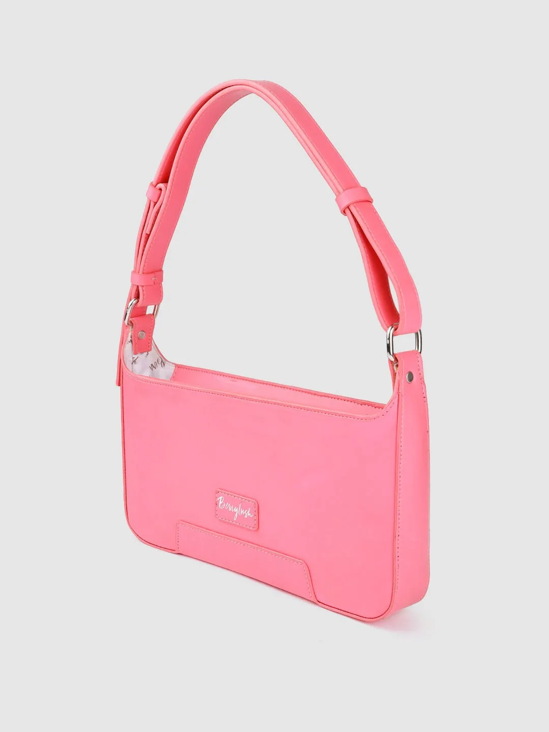 Berrylush Women Solid Pink PU Drawstring Structured Regular Shoulder Bag