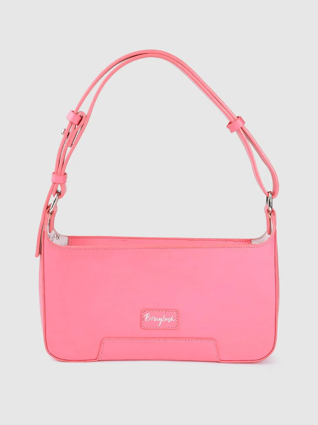 Berrylush Women Solid Pink PU Drawstring Structured Regular Shoulder Bag