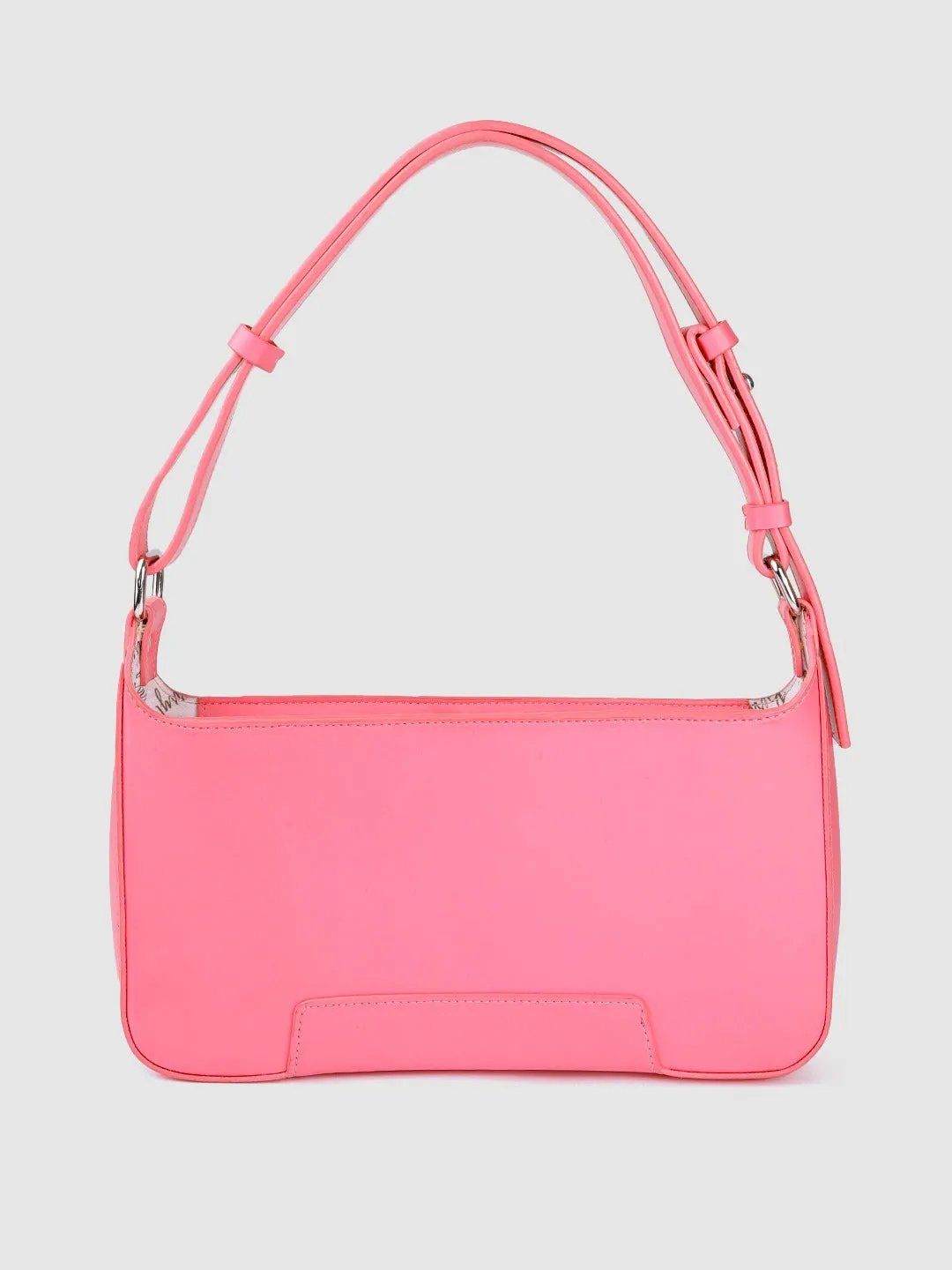 Berrylush Women Solid Pink PU Drawstring Structured Regular Shoulder Bag