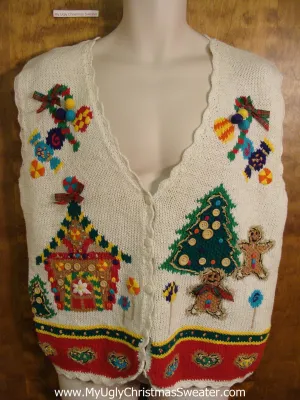 Best 80s Gingerbread Themed Ugliest Christmas Sweater Vest