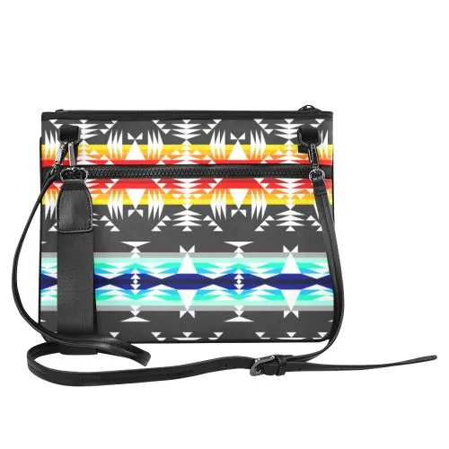 Between the Mountains Gray Slim Clutch Bag
