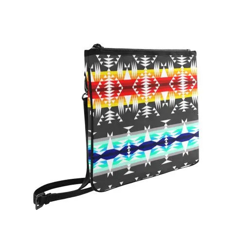 Between the Mountains Gray Slim Clutch Bag
