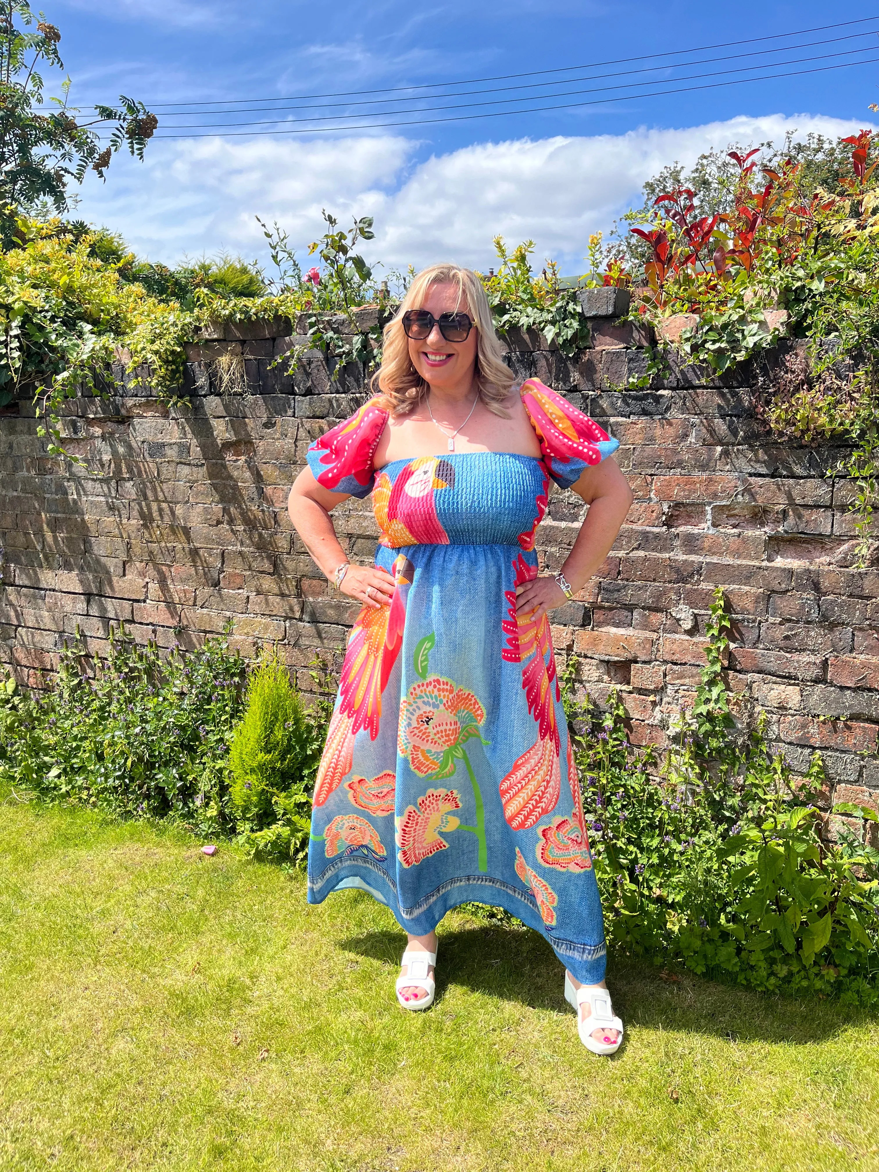 BEX Balloon Sleeve Topical Dress