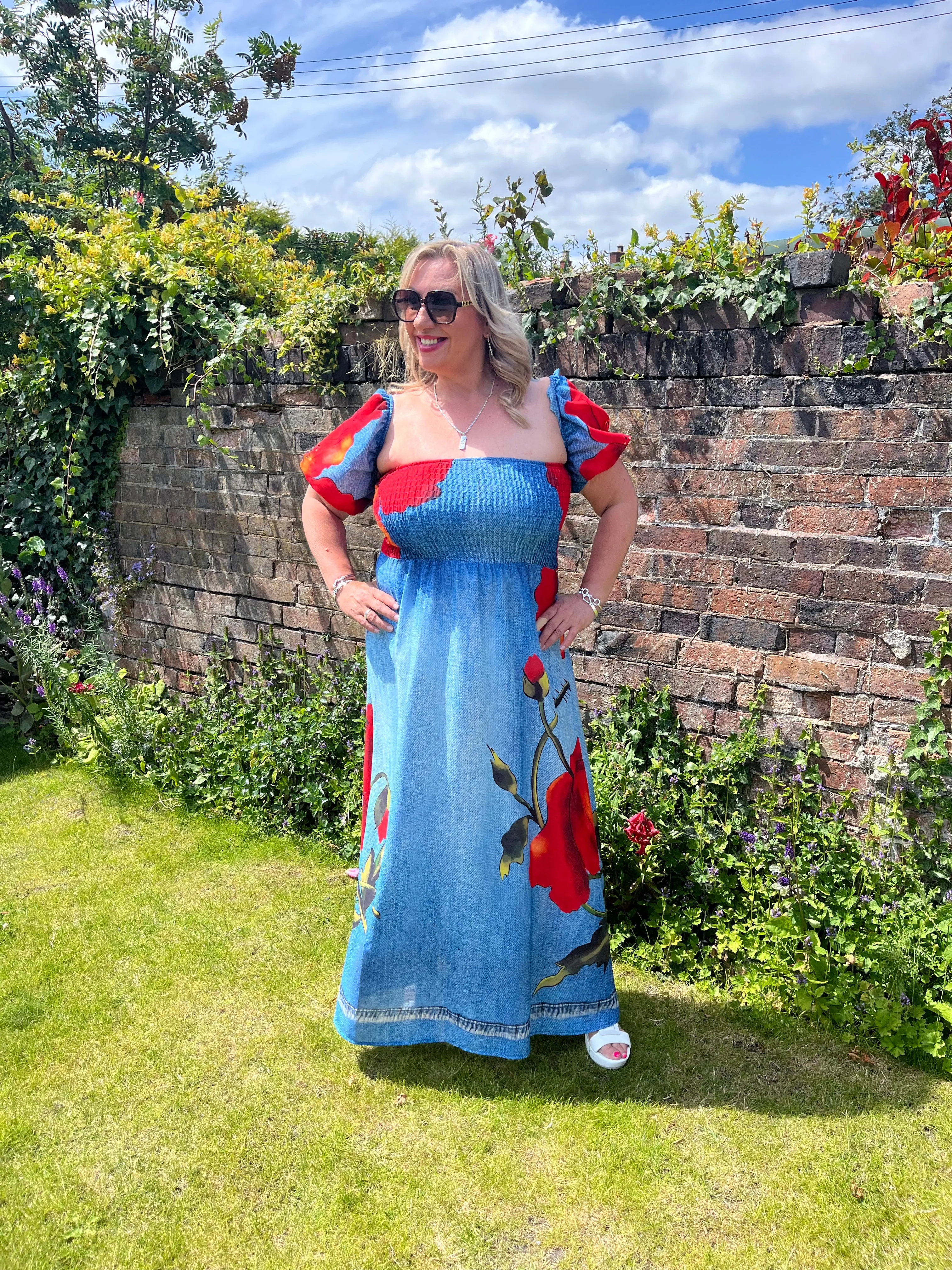 BEX Balloon Sleeve Topical Dress