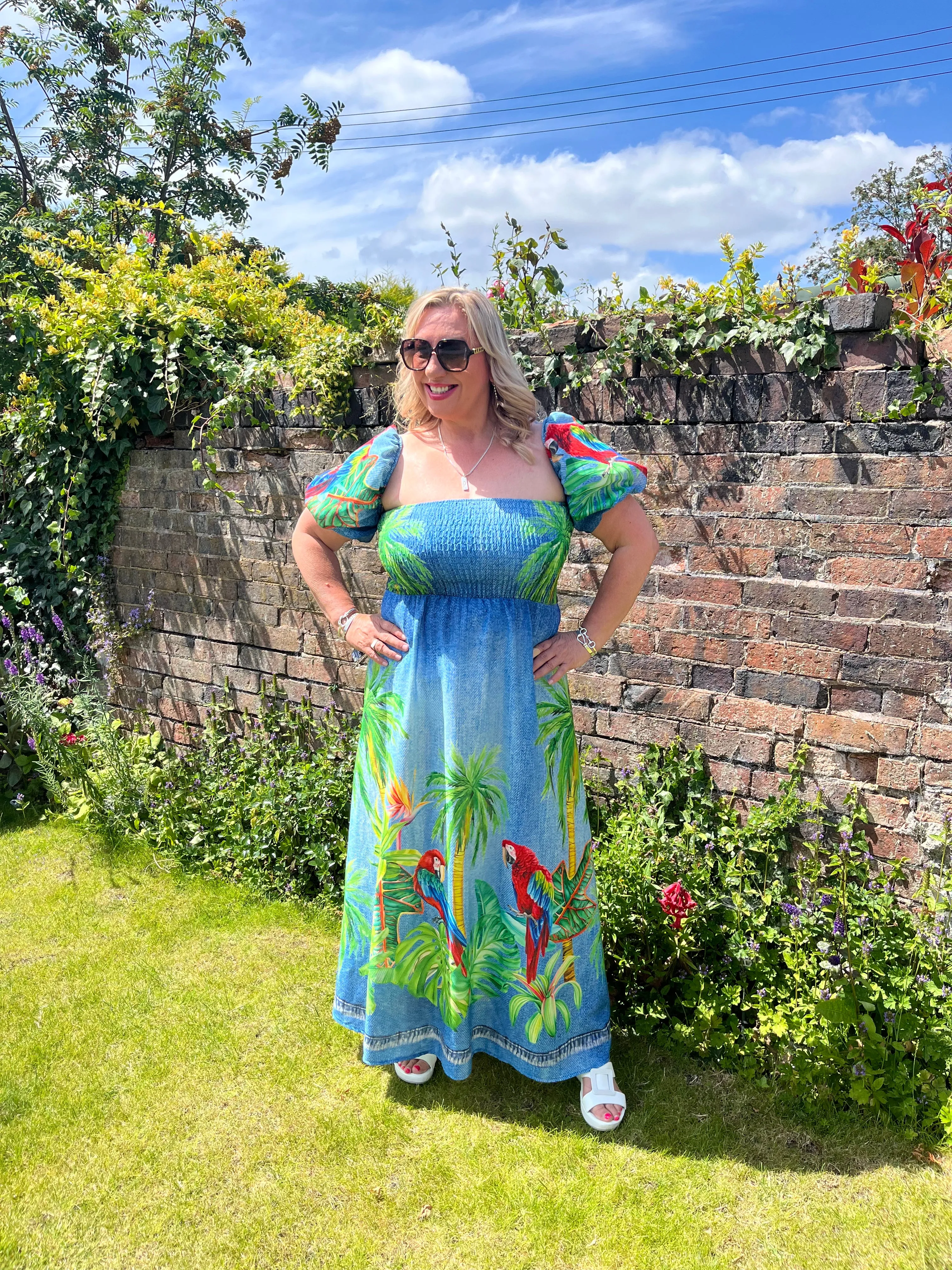BEX Balloon Sleeve Topical Dress