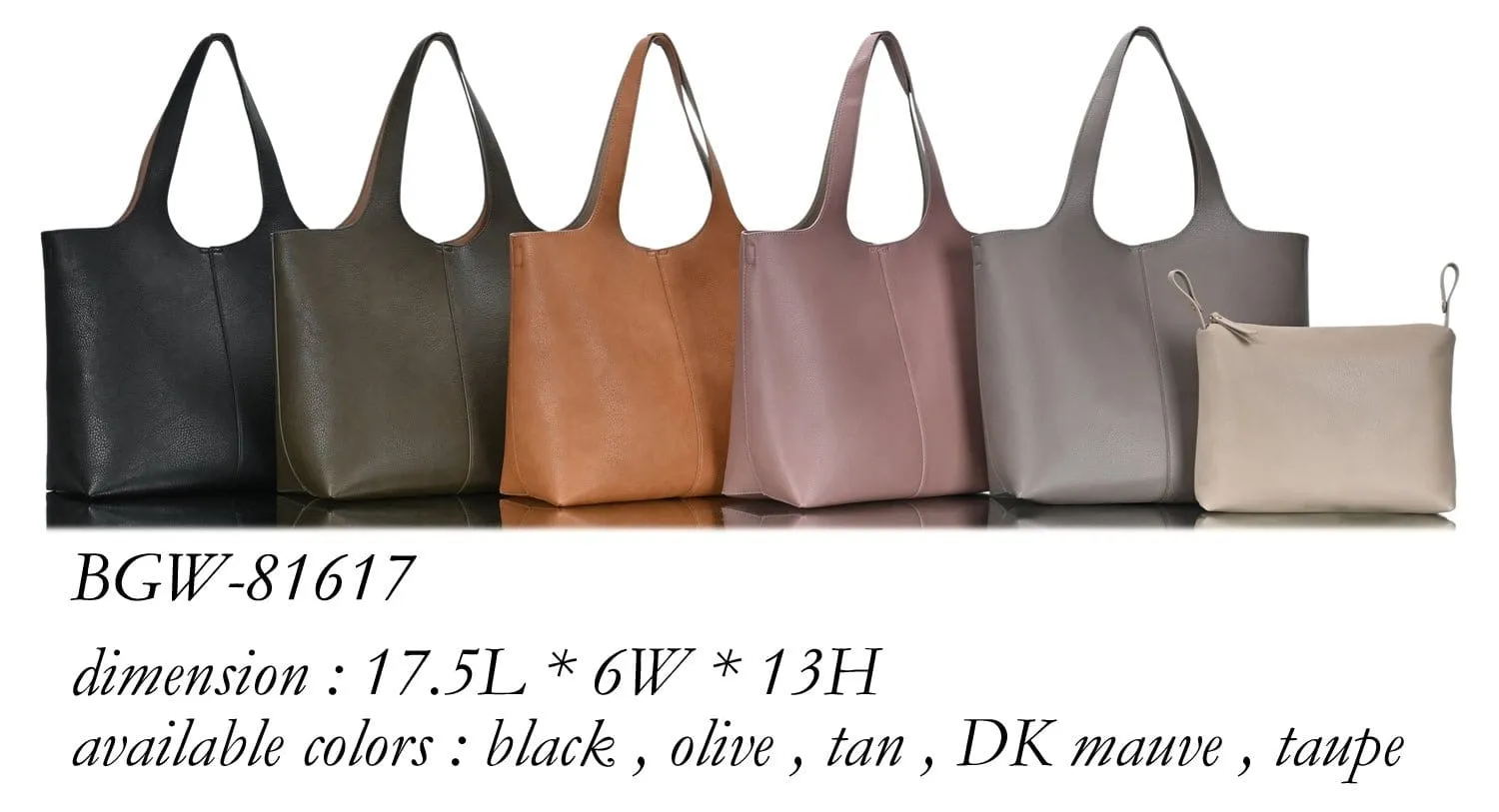 BGW81617 Monogrammable Modern Shoulder Tote w/ Removable Pouch