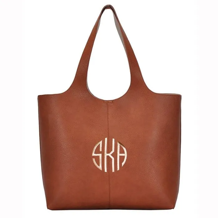 BGW81617 Monogrammable Modern Shoulder Tote w/ Removable Pouch