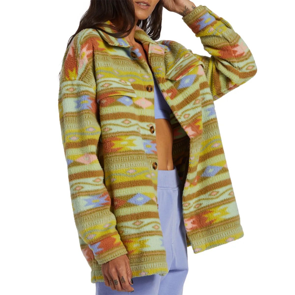 Billabong Women's Happy Camper Shacket Sweater Jacket