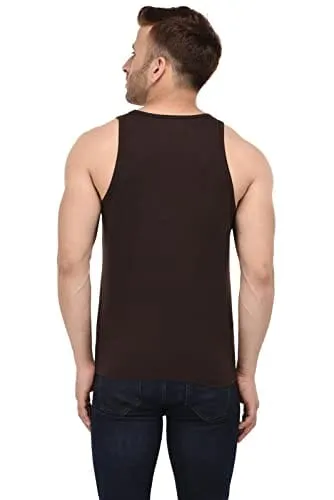BKS COLLECTION Brown Colour Vest Sleeveless Round Neck Solid for Men's Stylist Cotton T-Shirt