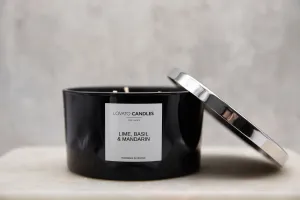 Black 3-Wick Candle - Lime, Basil & Mandarin