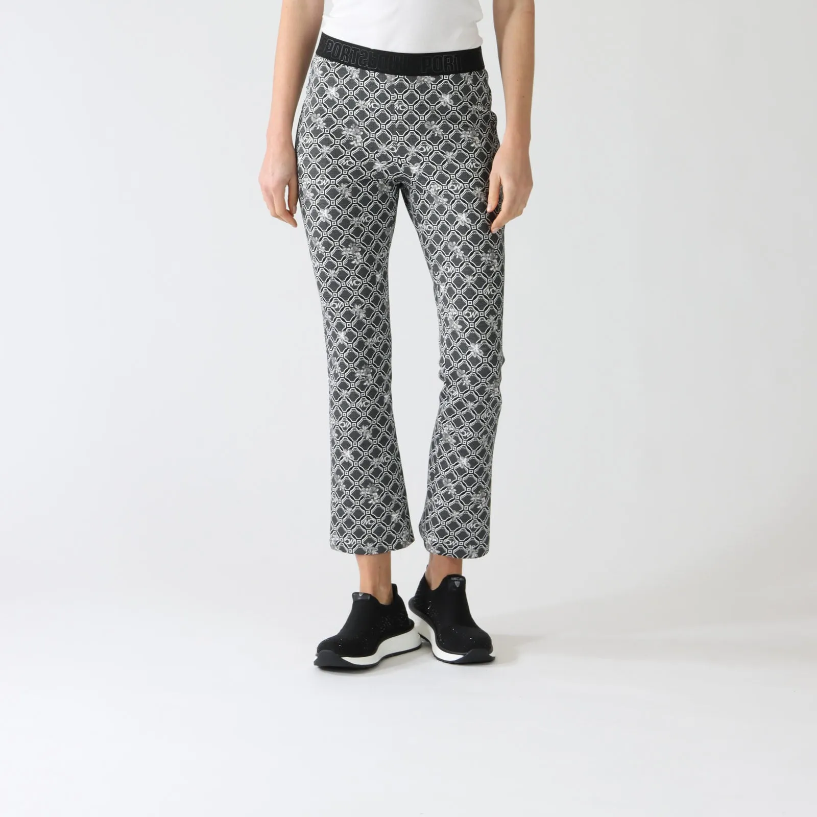 Black & White MC Logo Circles Print Fengyi Pants