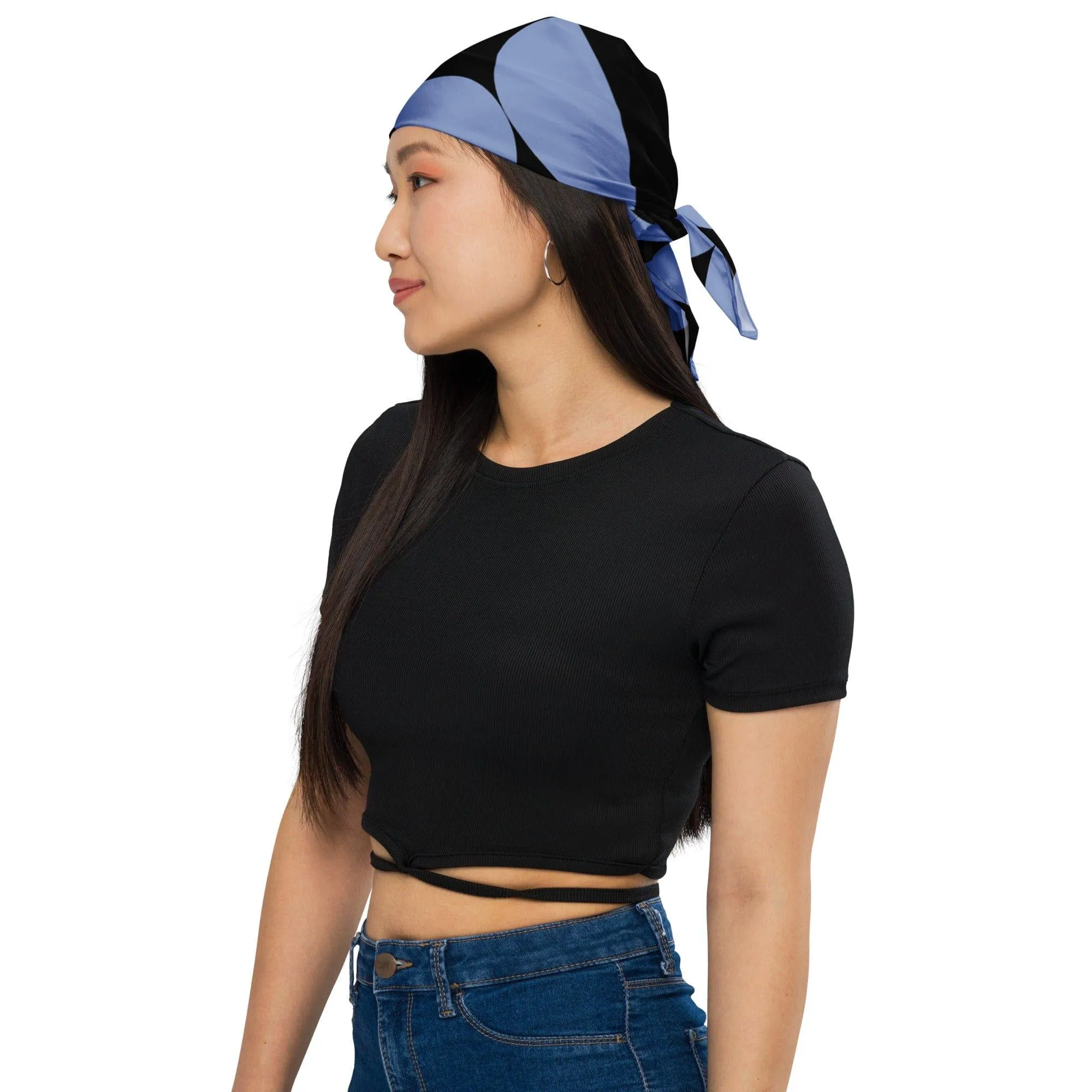 Black and Blue Circle Geometric Pattern Designer Neckerchief Bandana