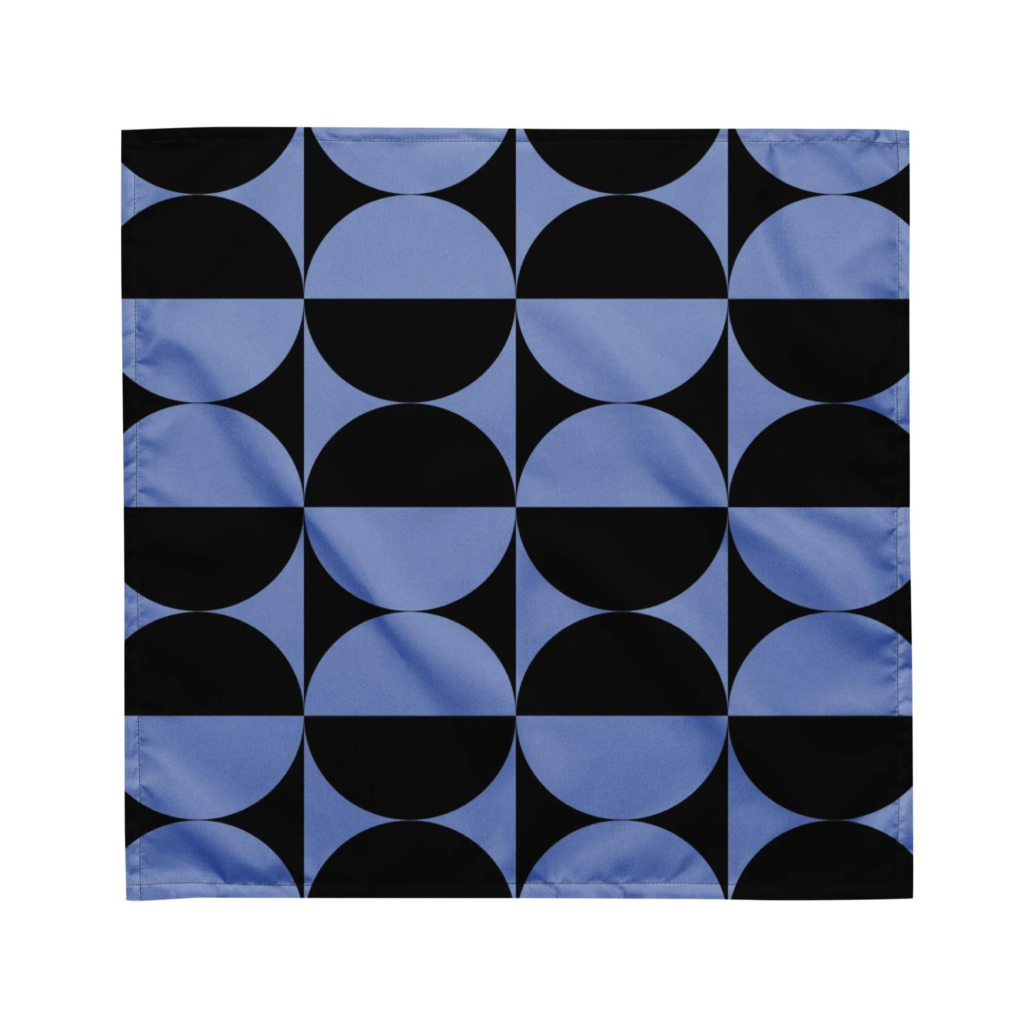 Black and Blue Circle Geometric Pattern Designer Neckerchief Bandana