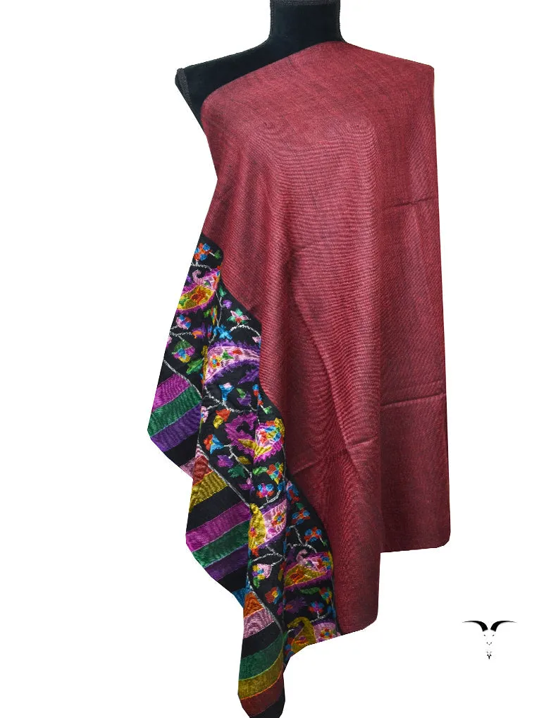Black and Maroon Reversible Kani Pashmina Shawl 7328