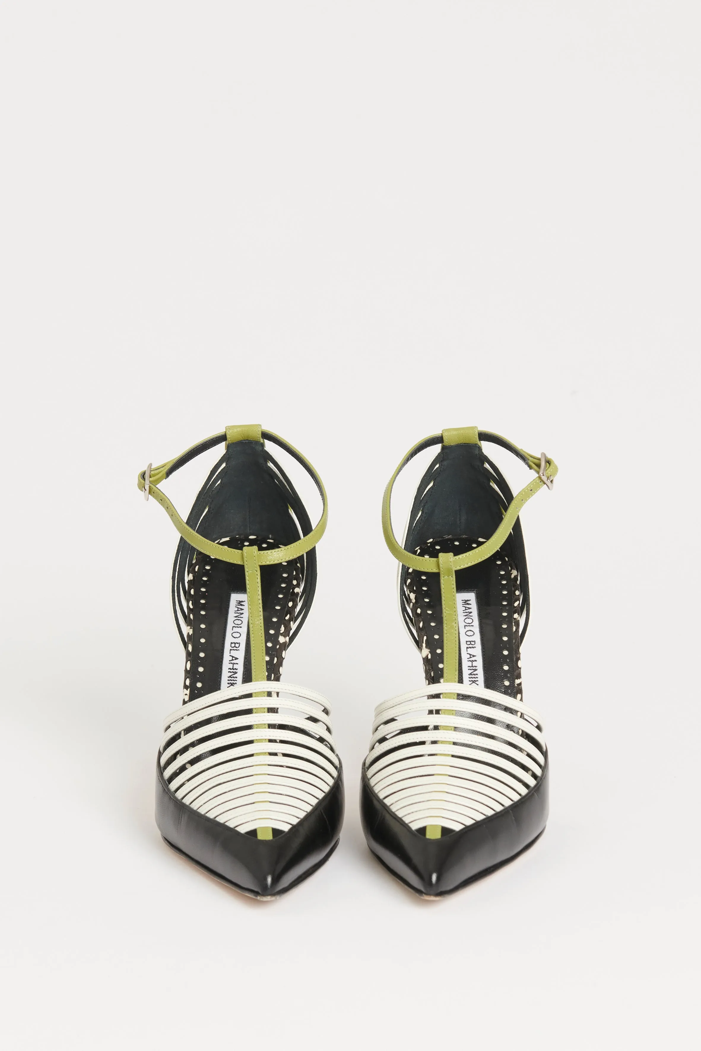 Black and White T-Bar Preowned Pumps