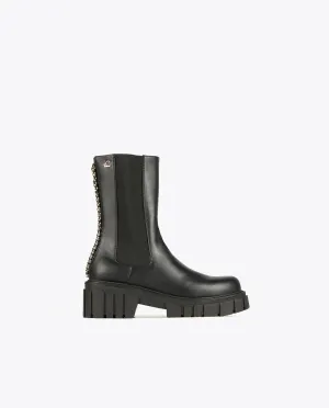 Black ankle boots with chain