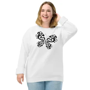 Black Butterfly - Unisex organic raglan sweatshirt, cute, fun, comfy, soft