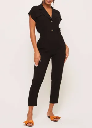 Black Button Up Jumpsuit