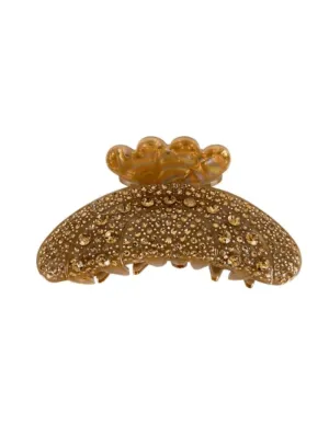 Black Colour T Hair Claw Premium Camel with Gold Sequins 5503 CA
