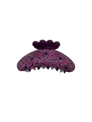 Black Colour T Hair Claw Premium Dark Purple With Rhinestones 5503 DP-OS