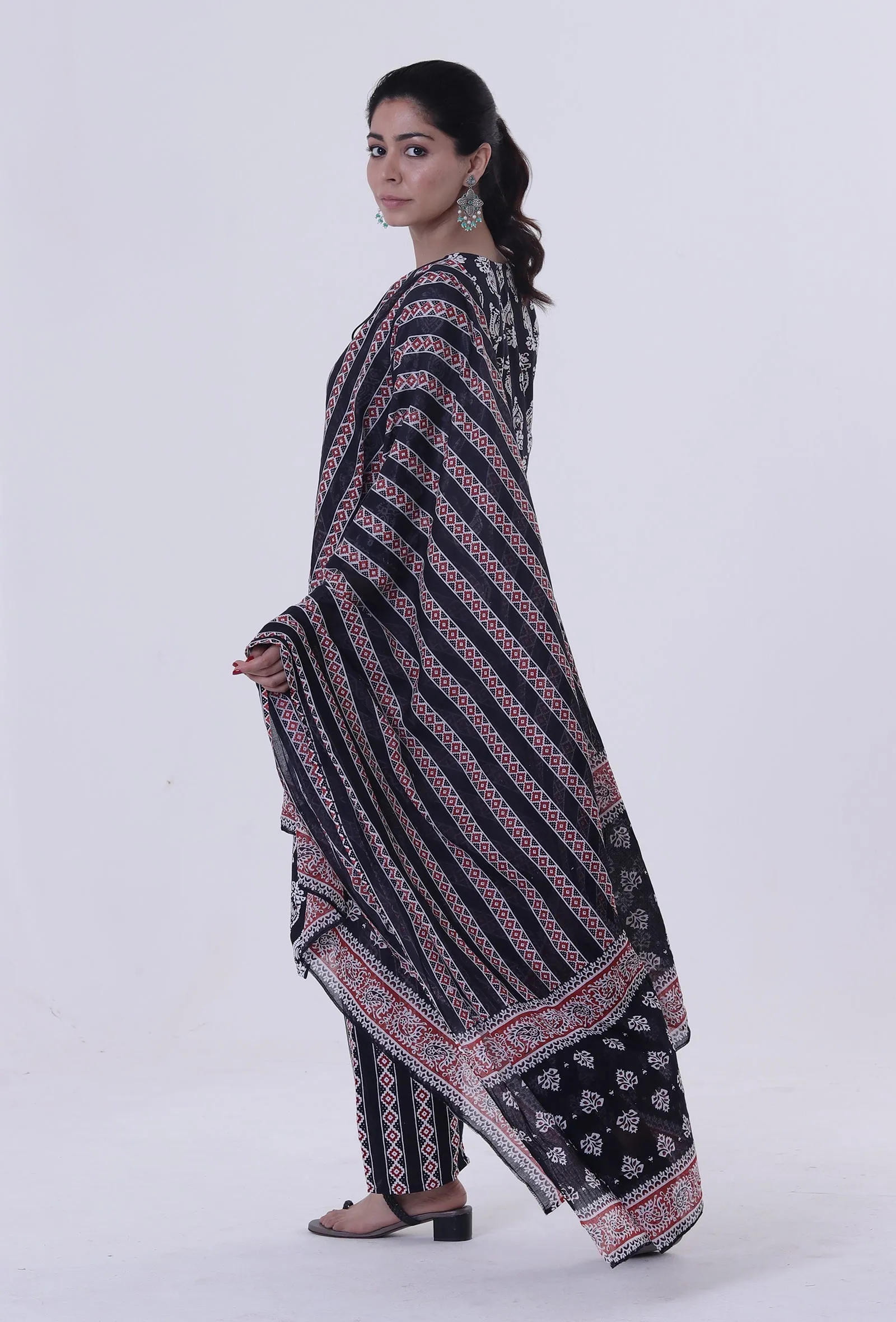 Black Cotton Rayon Dupatta