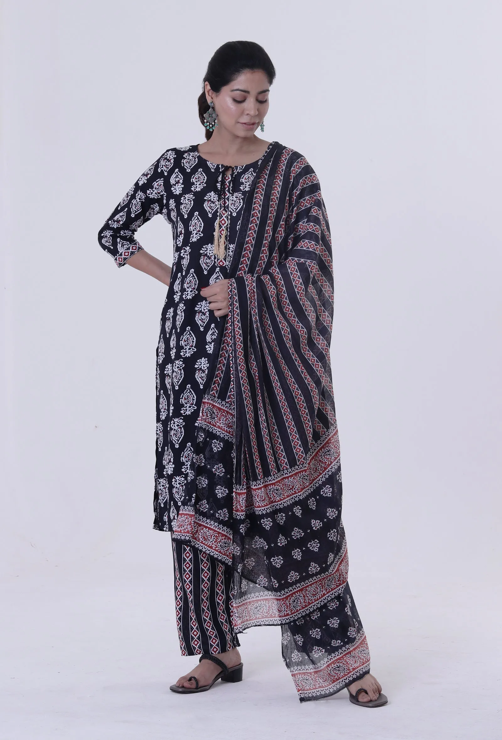 Black Cotton Rayon Dupatta