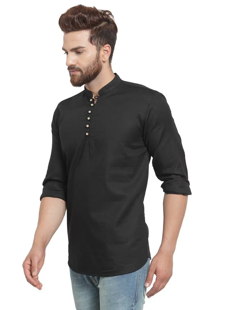 Black Cotton Solid Casual Shirt
