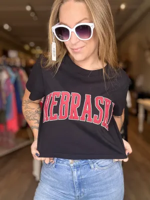 Black Crop State Puff Tee