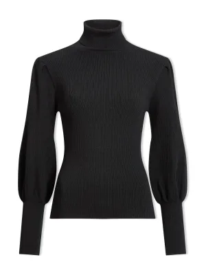 Black Eva wool roll neck jumper