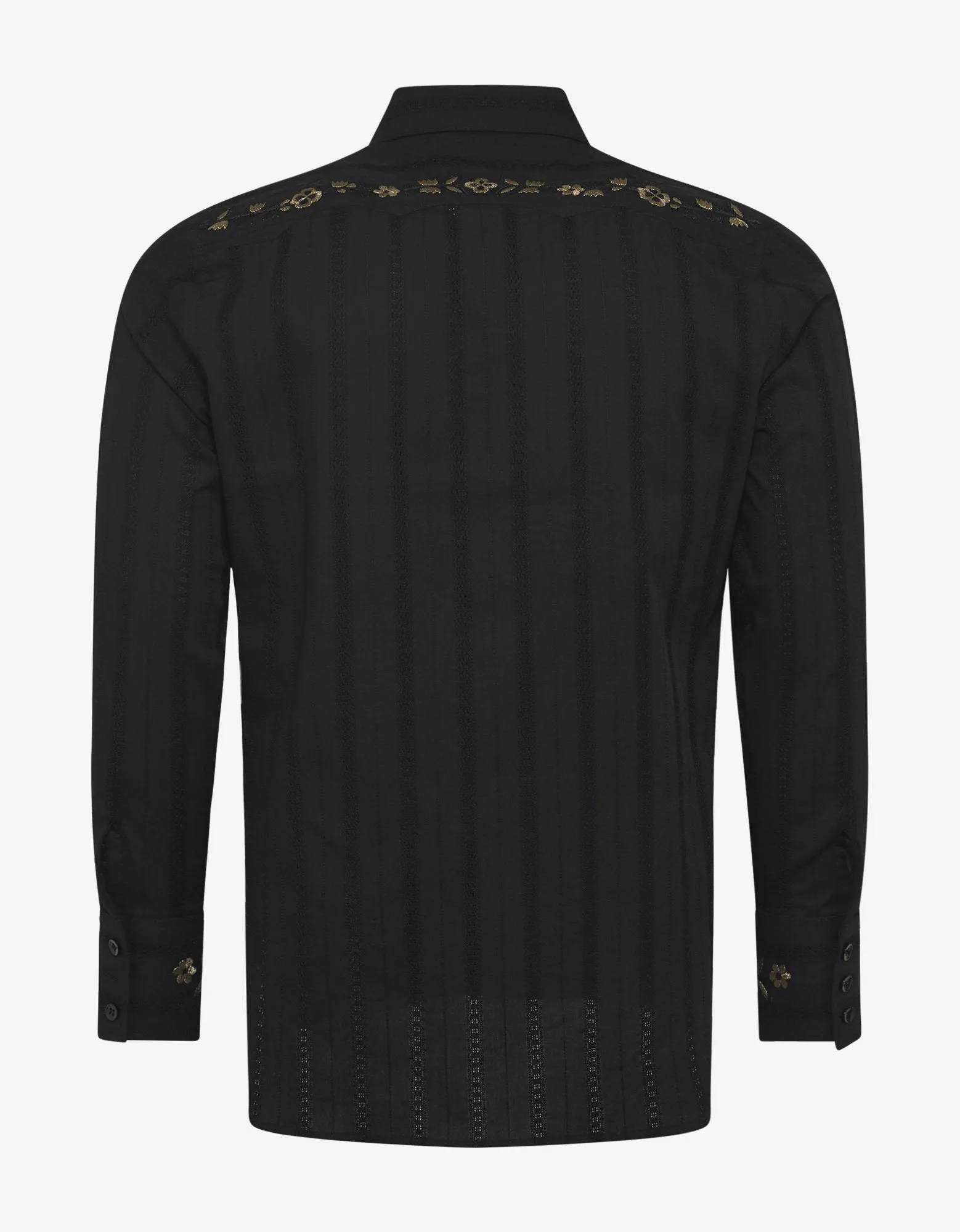 Black Floral Embroidery Shirt