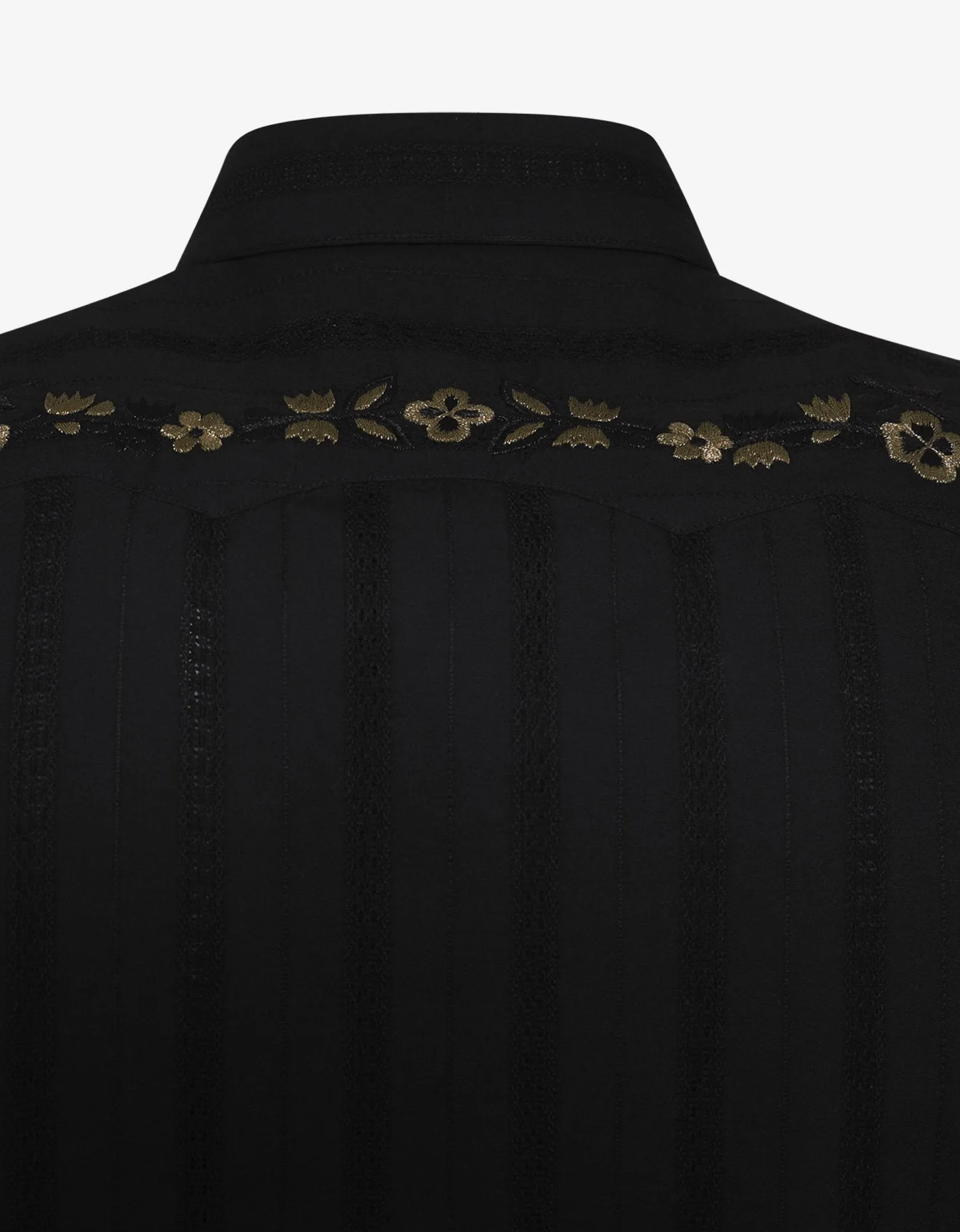 Black Floral Embroidery Shirt