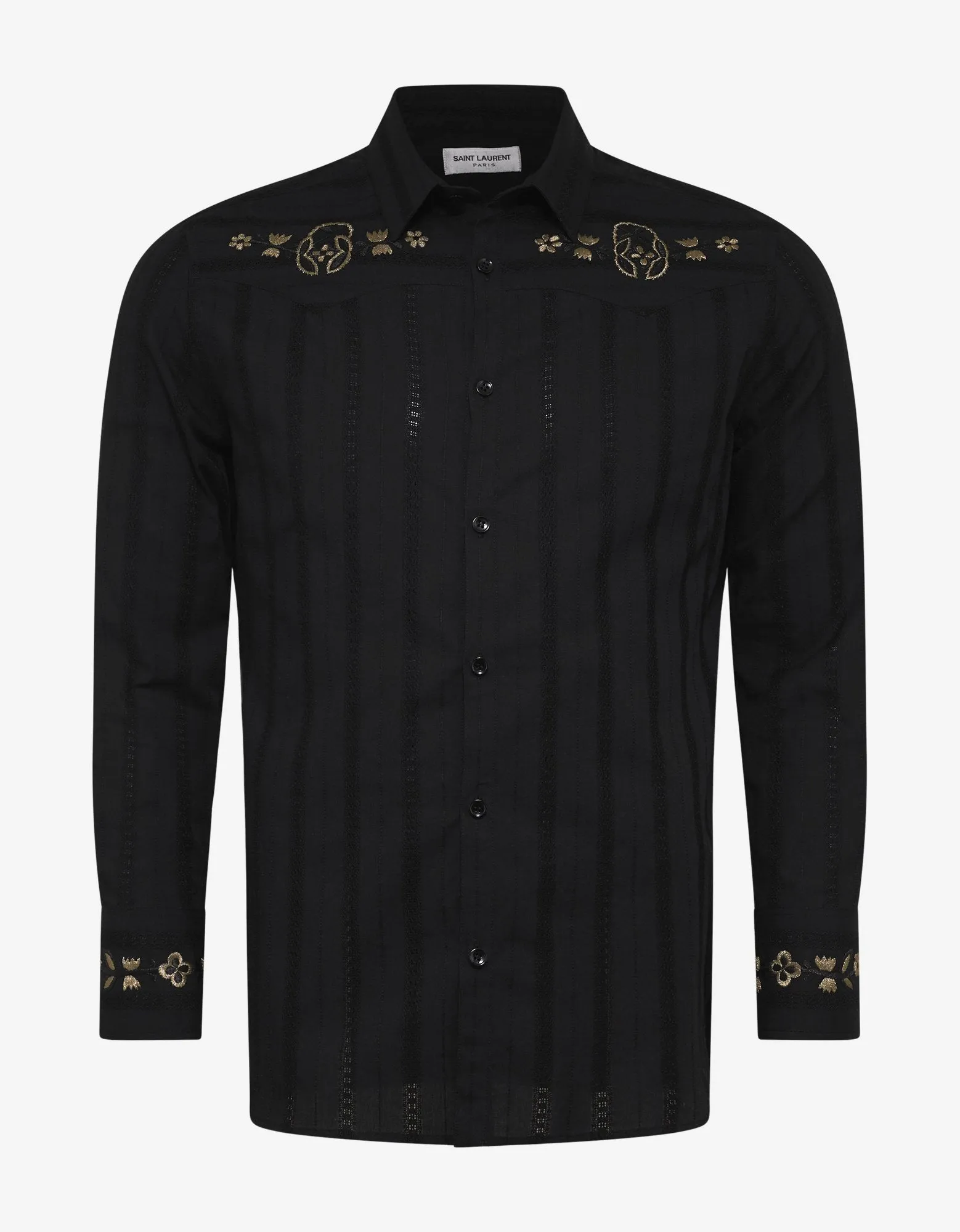 Black Floral Embroidery Shirt