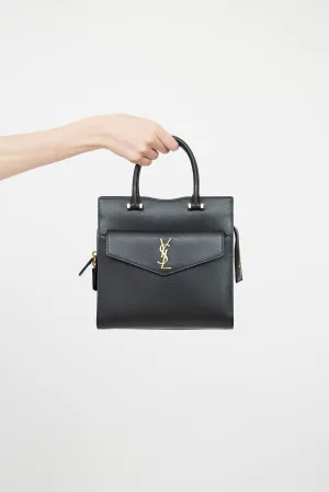 Black Grained Uptown Tote