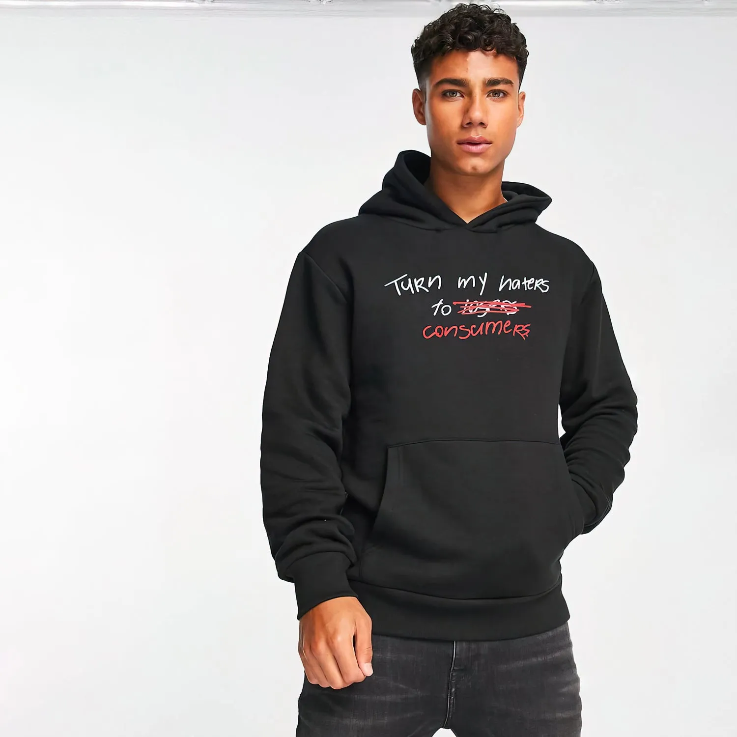 Black Haters Graphic Oversized Sweatshirt