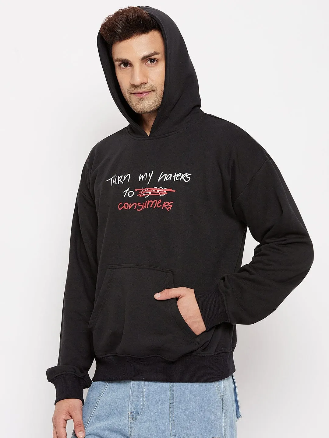 Black Haters Graphic Oversized Sweatshirt