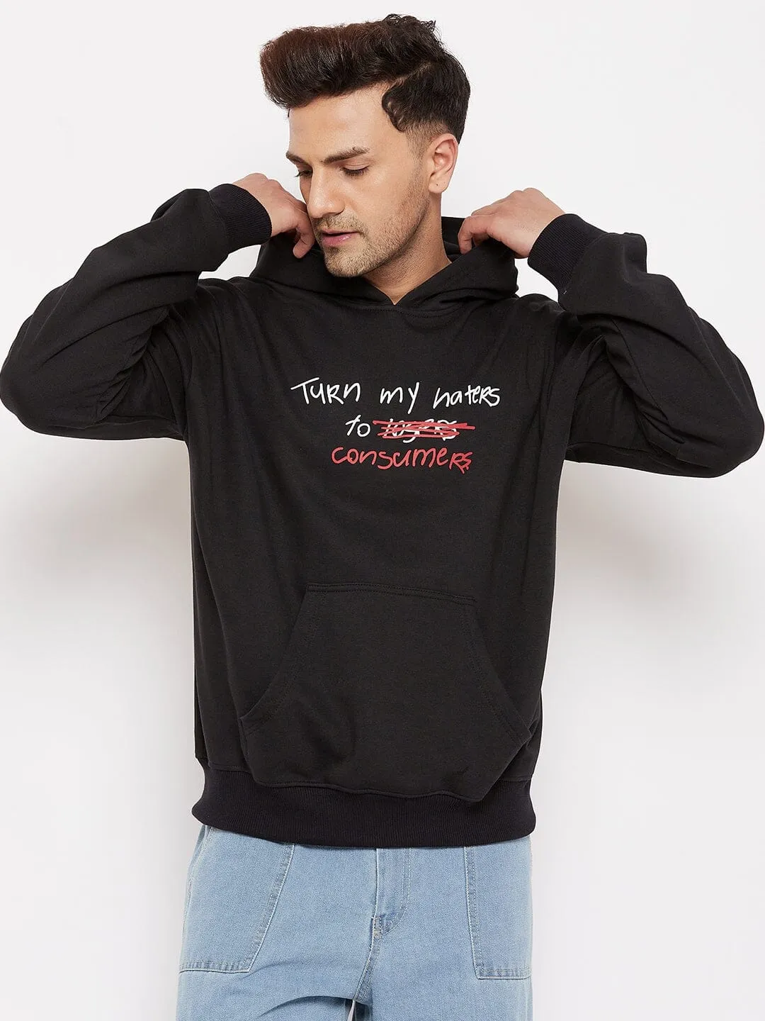 Black Haters Graphic Oversized Sweatshirt