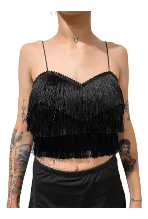 Black Layered Fringe Bralette