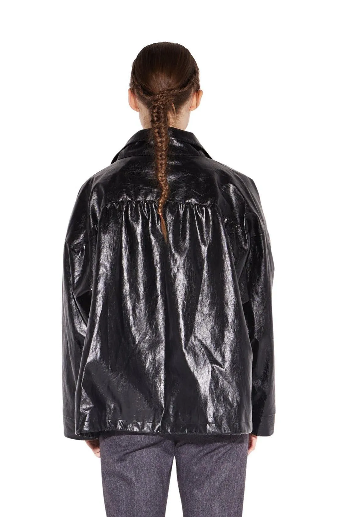 Black Leather Zip-up Jumper