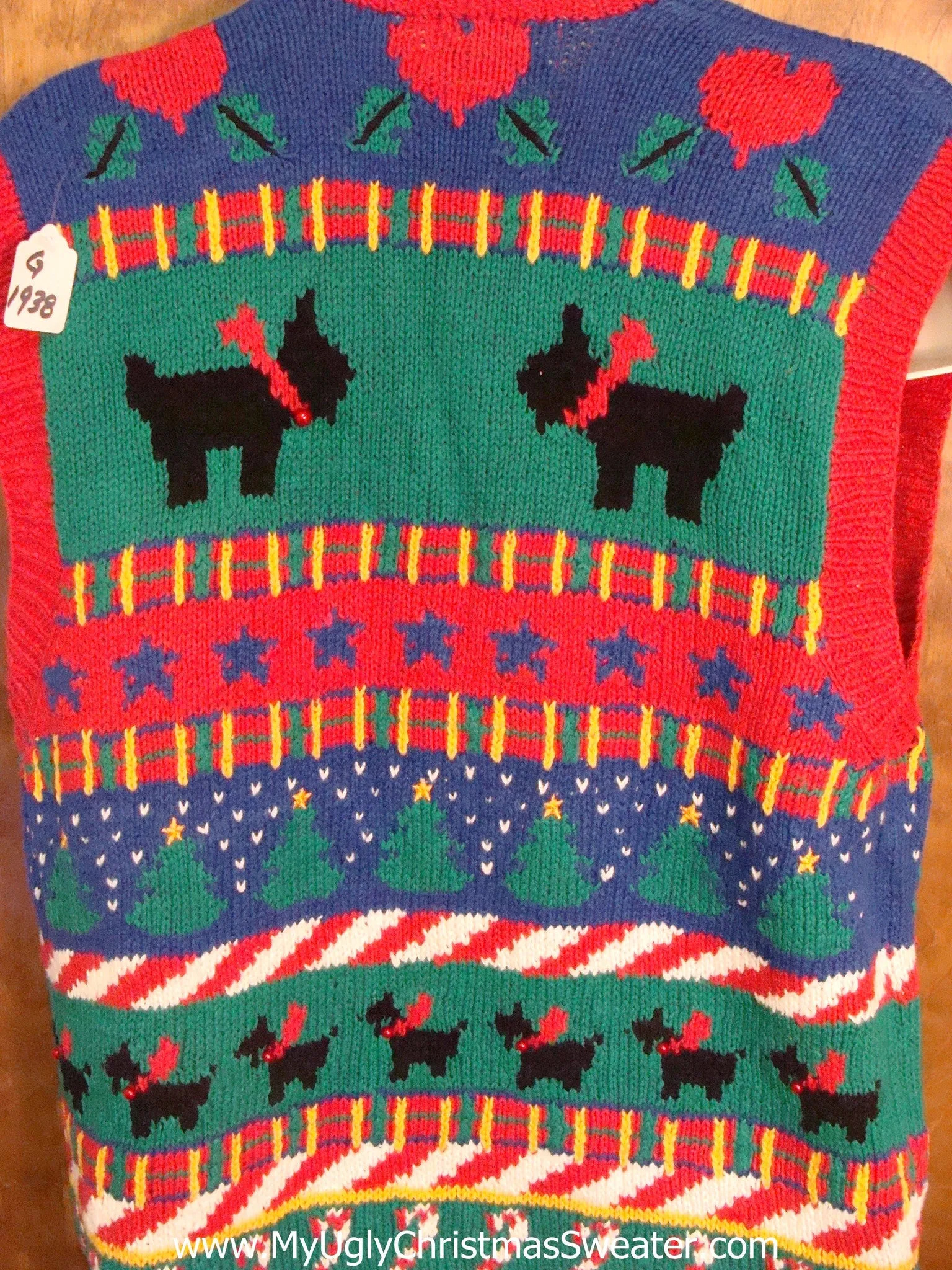 Black Terrier Dog Themed Light Up Ugly Christmas Jumper