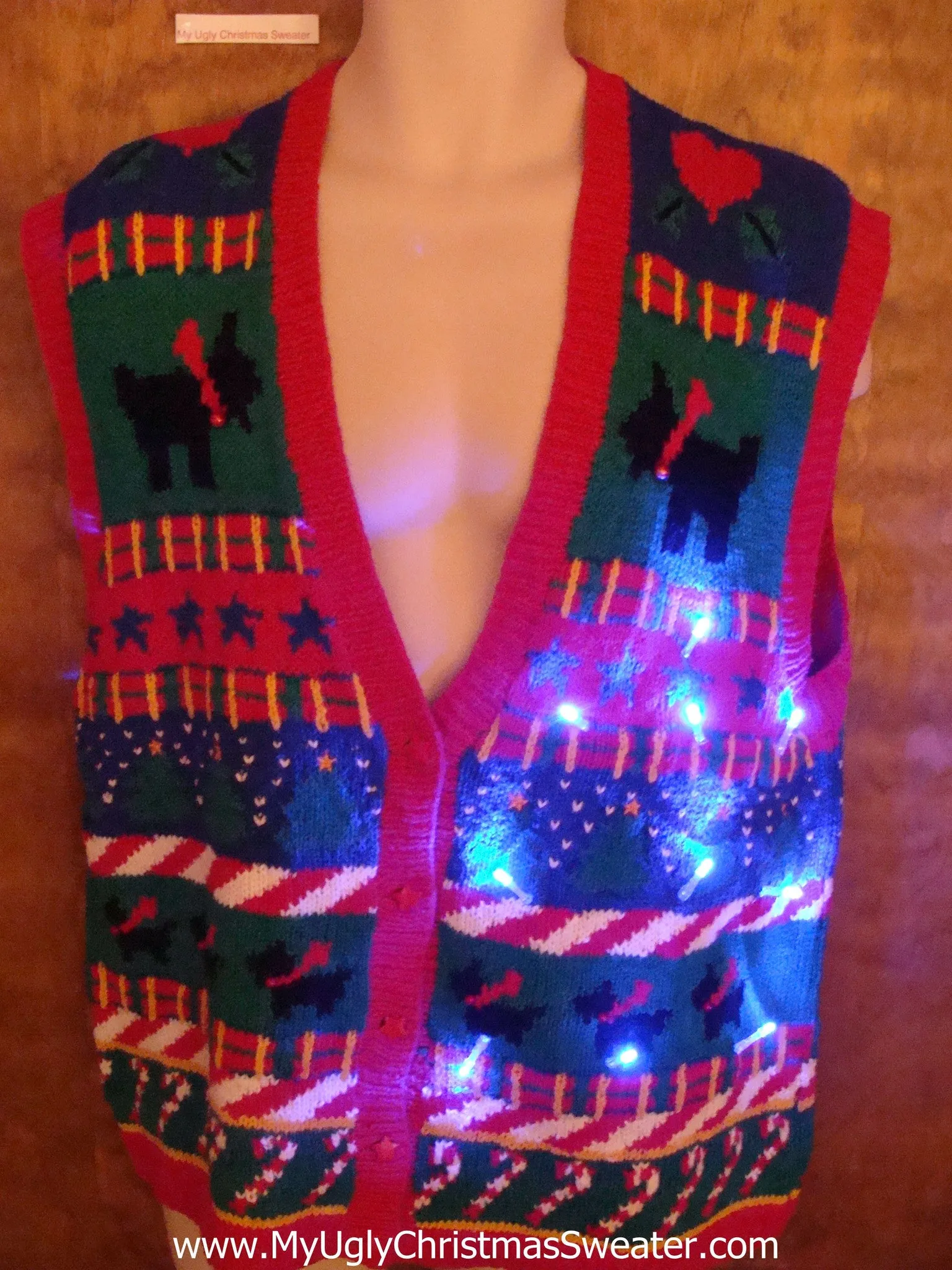 Black Terrier Dog Themed Light Up Ugly Christmas Jumper