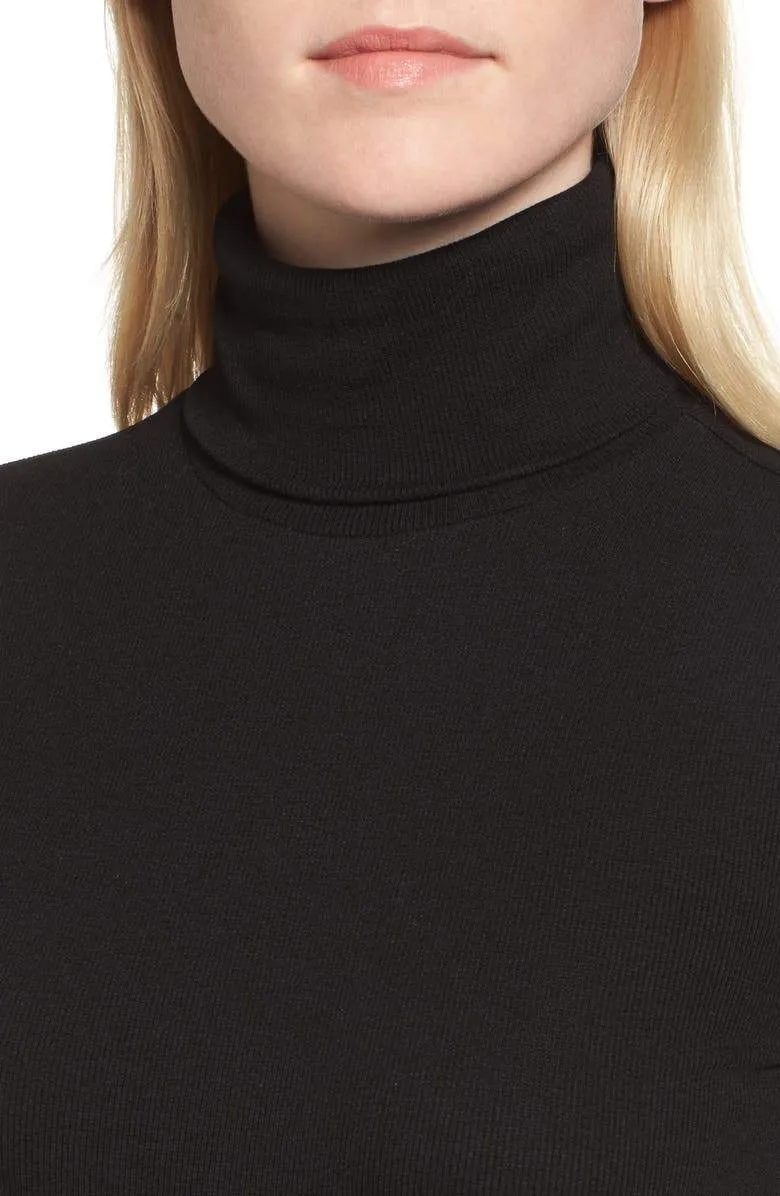 Black Turtle Neck Long Sleeve Knitted High Neck