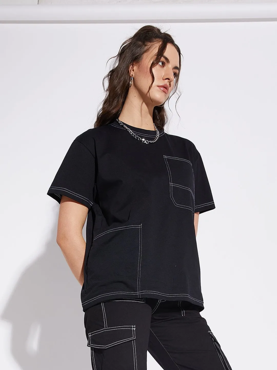 Black Unisex Oversized Carpenter Tshirt