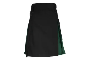 Black Utility Kilt with Green Pleats