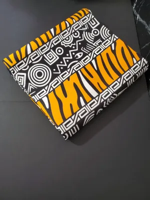 Black, White and Yellow Tribal African Ankara Fabric