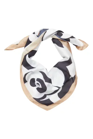BLACK WHITE FLORAL SCARF